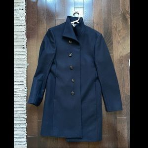 Zara Mens Navy Slim Fit Wool Overcoat / Trench New With Tags